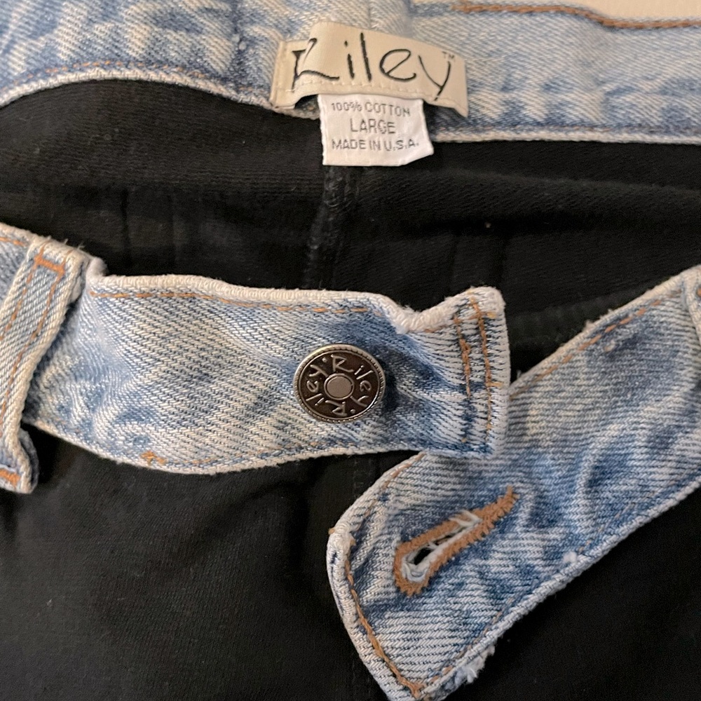 Vintage black womens pants with denim accidents by Riley